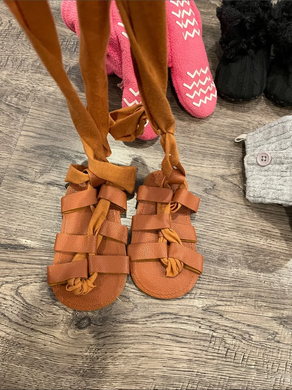 Mixed Kids Slippers & Sandals Bundle - Pink, Orange, Gray, Black, Tan